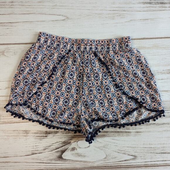 Divided H&M printed pull on shorts with pompom trim Sz 8 - Picture 1 of 5